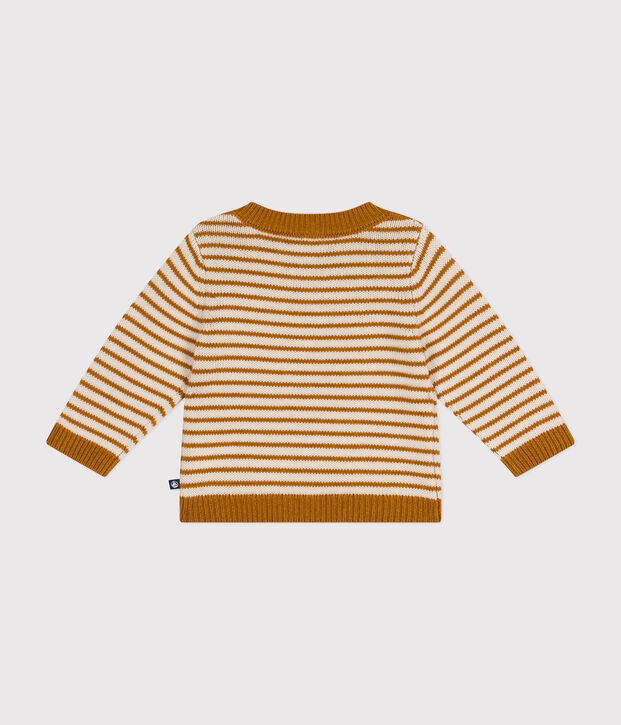 Jersey de punto tricotado de lana y algod&oacute;n para beb&eacute; marron/crudo
