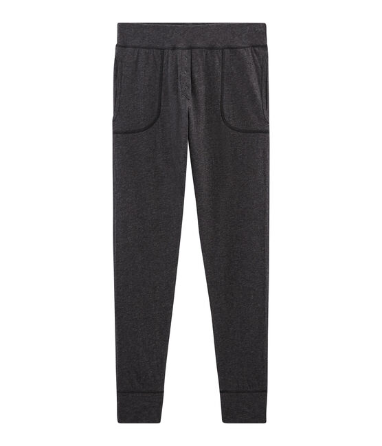 Pantalón largo de mujer de tejido túbico extrafino gris CITY CHINE