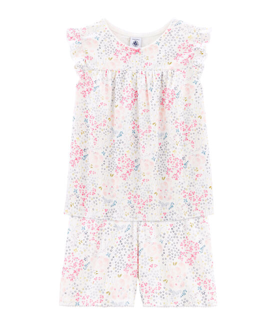 Pijama corto de punto para niña blanco MARSHMALLOW/blanco MULTICO