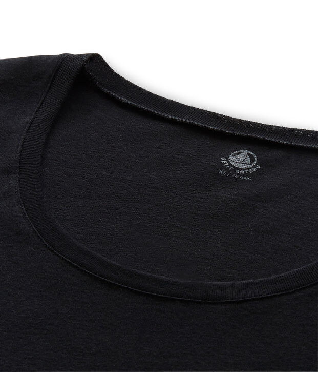T-shirt femme manches longues col danseuse en coton l&eacute;ger azul
