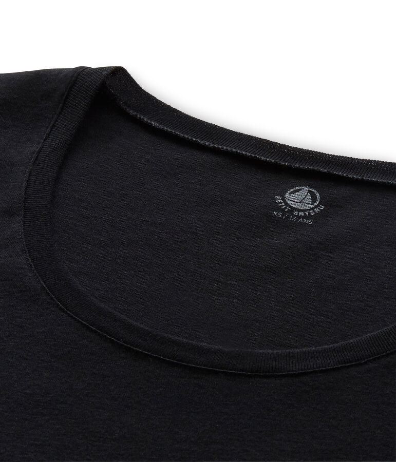 T-shirt femme manches longues col danseuse en coton l&eacute;ger azul