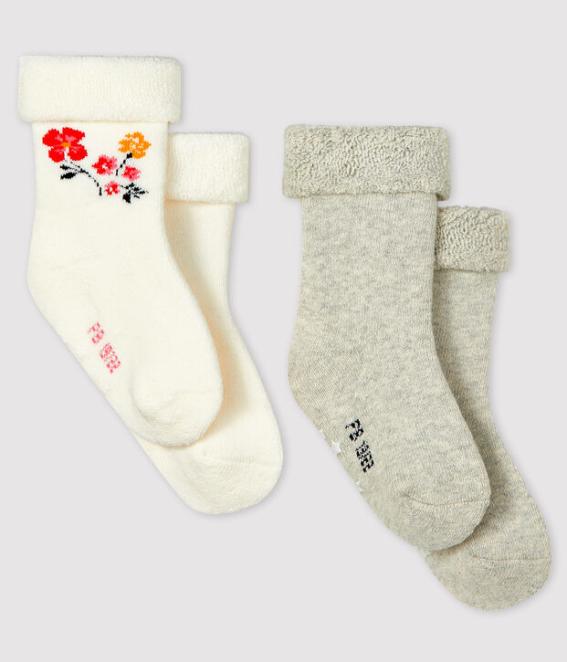 Juego de 2 pares de calcetines para beb&eacute; multicolor