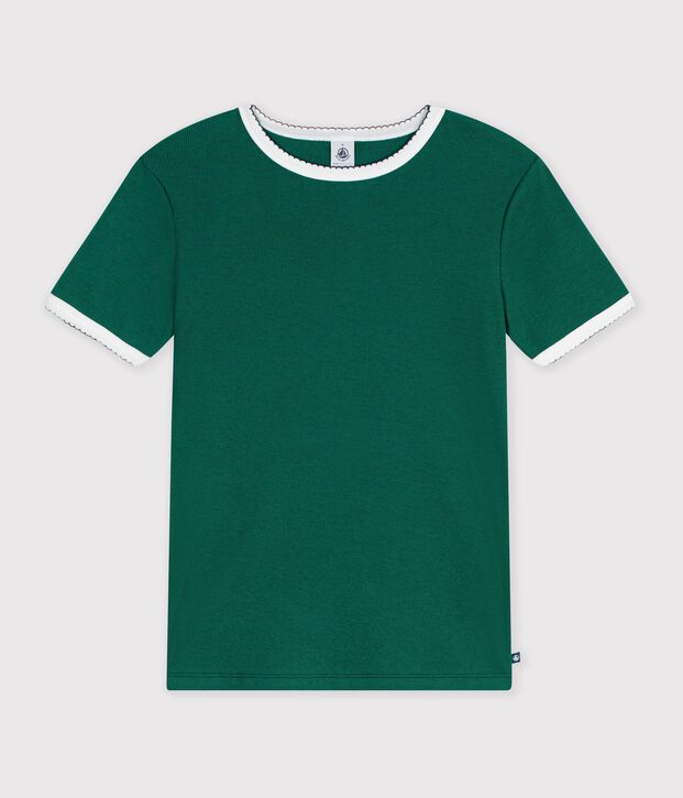Camiseta lisa de algod&oacute;n de manga corta para mujer TREE