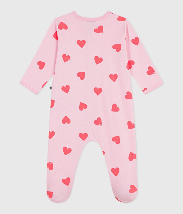 Pijama de algod&oacute;n con estampado de corazones para beb&eacute; rosa/naranja