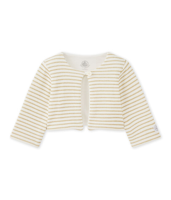 Cárdigan de rayas para bebé niña blanco MARSHMALLOW/amarillo DORE