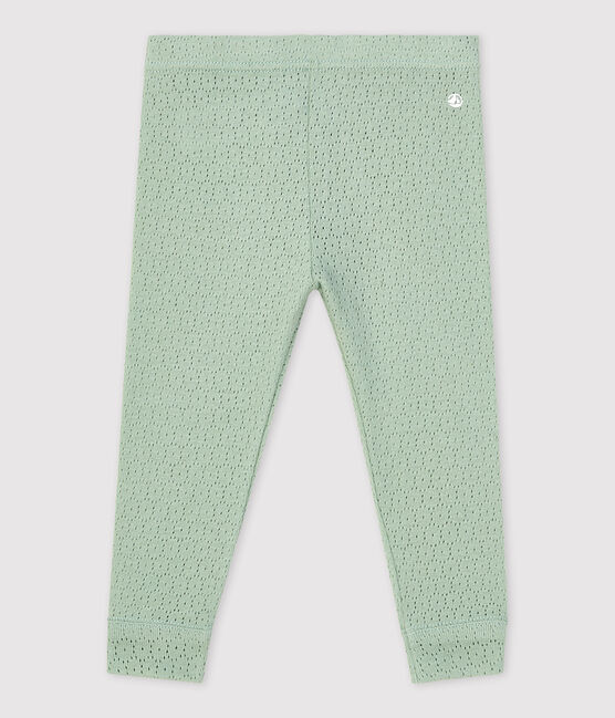 «Leggings» de punto calado de bebé verde HERBIER