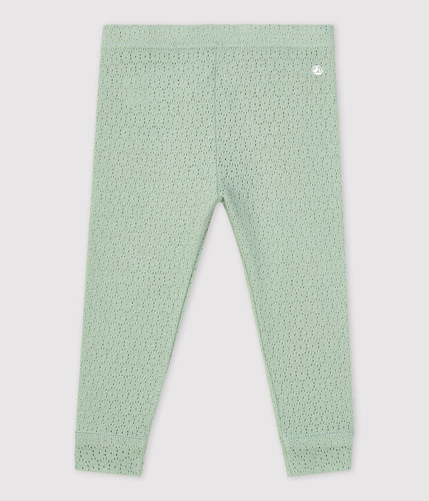 Leggings de punto calado de beb&eacute; verde