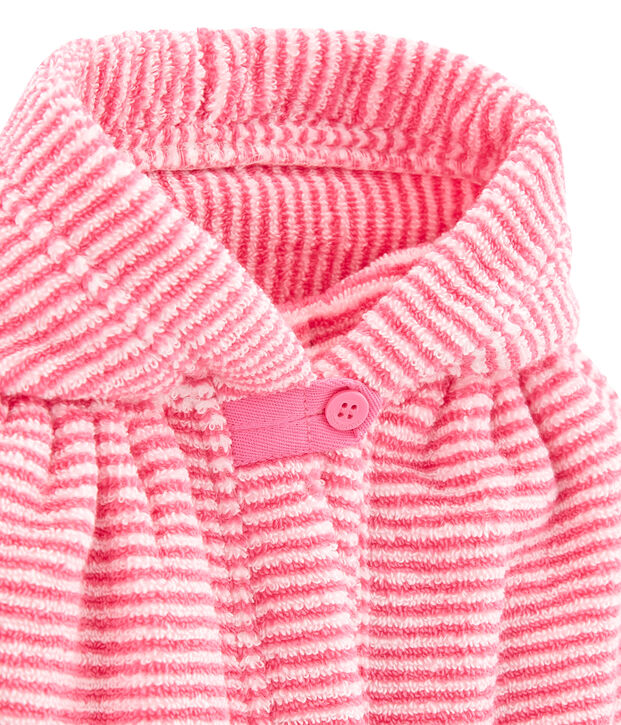 Capa de ba&ntilde;o de rayas para beb&eacute; rosa/blanco