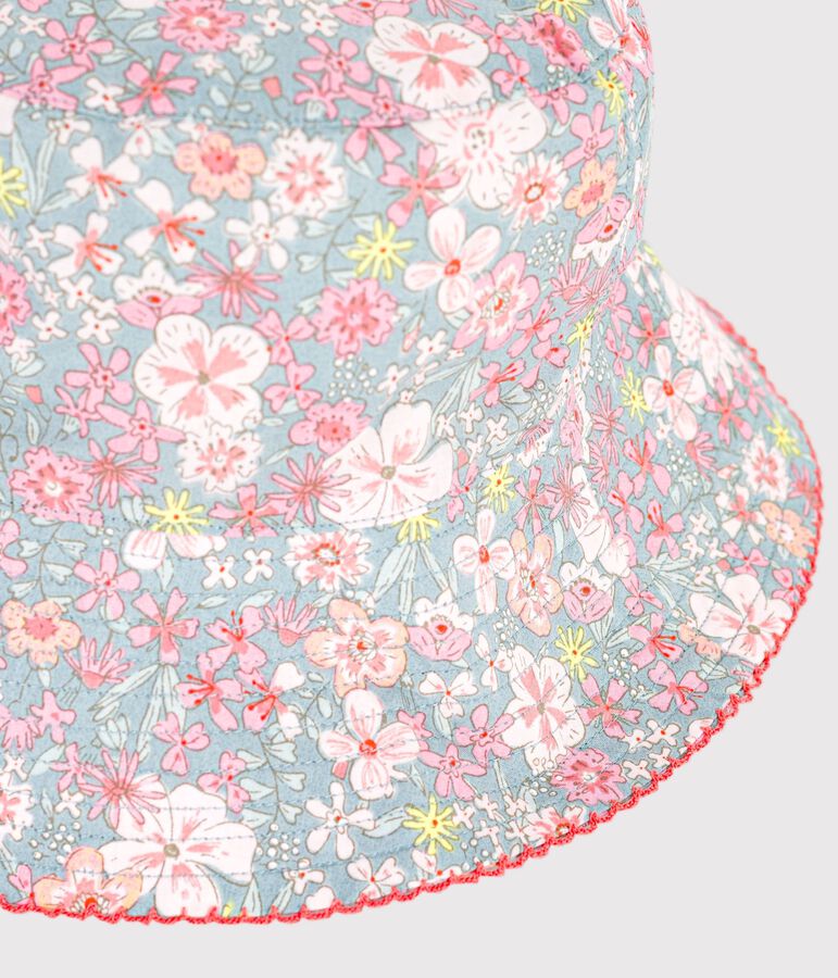 Gorro infantil de popelina con estampado de flores azul/multicolor