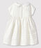 Vestido de ceremonia de satén de bebé niña. blanco MARSHMALLOW