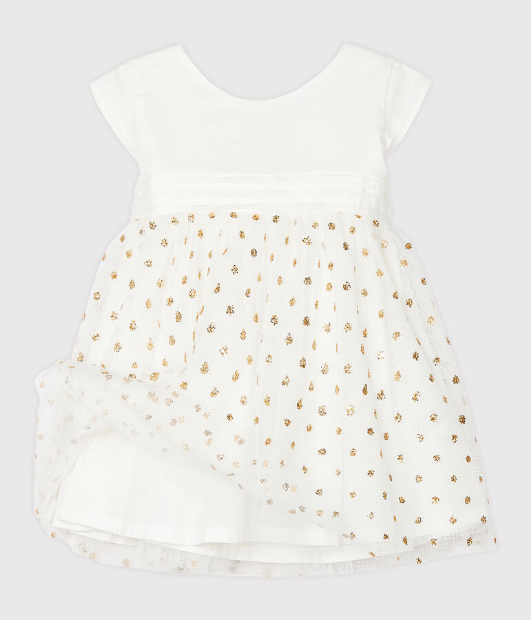 Vestido para beb&eacute; ni&ntilde;a blanco/amarillo