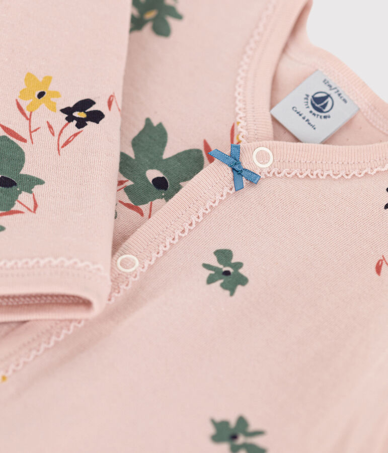 Pelele de t&uacute;bico con flor para beb&eacute; rosa SALINE/blanco MULTICO