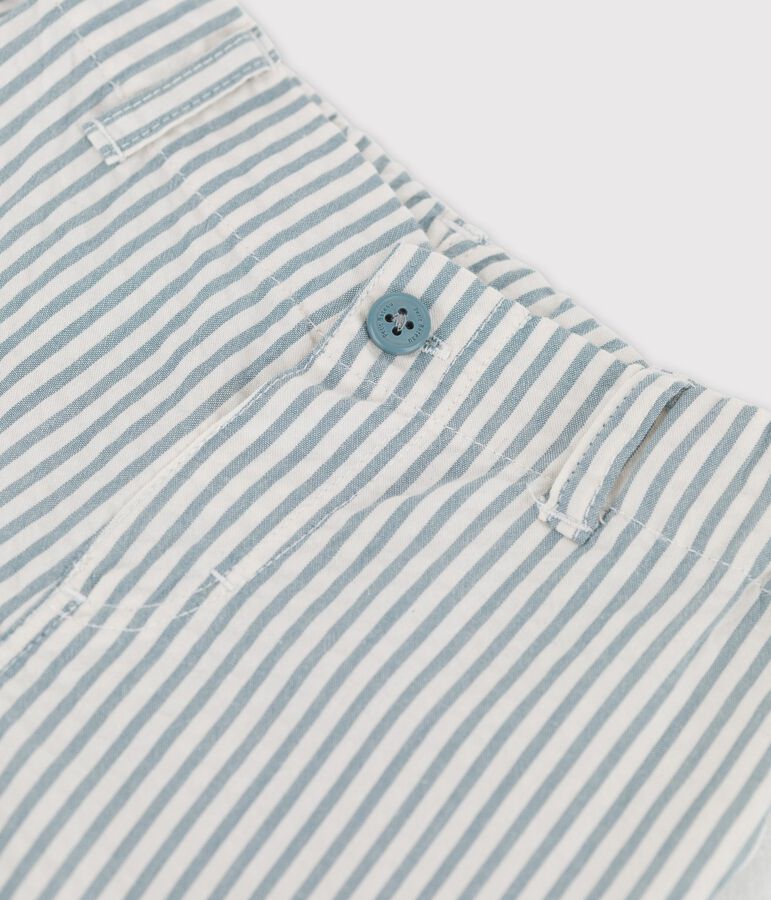 Shorts a rayas de tejido milrayas de beb&eacute; verde/blanco