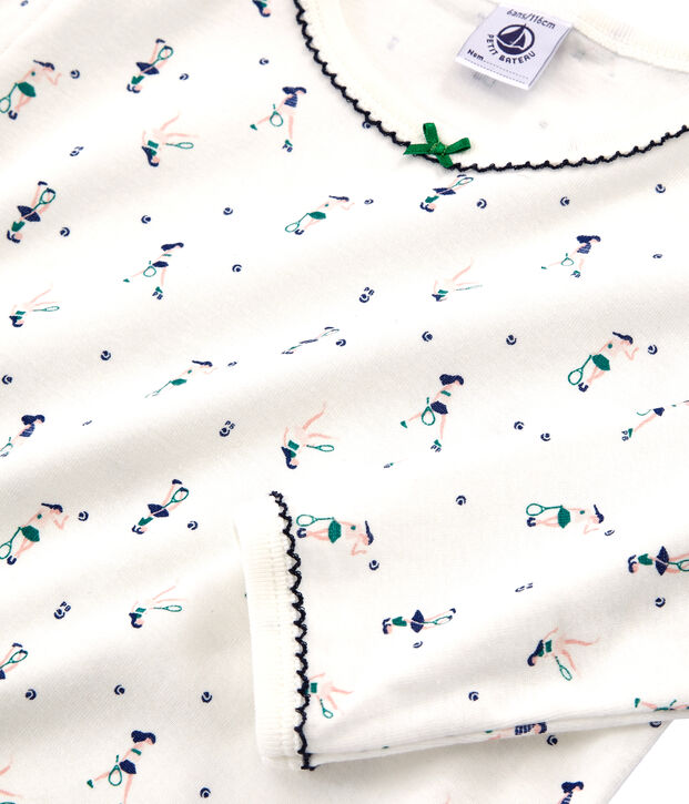 Pijama de punto para ni&ntilde;a blanco/multicolor
