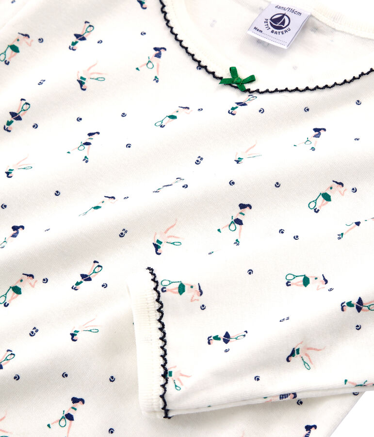 Pijama de punto para ni&ntilde;a blanco MARSHMALLOW/blanco MULTICO