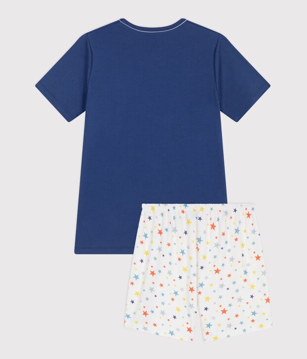 Pijama corto infantil de algod&oacute;n con estampado de estrellas azul/multicolor