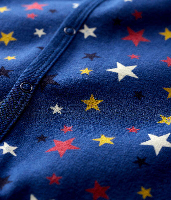 Pijama de muletón noche estrellada para bebé azul MEDIEVAL/blanco MULTICO