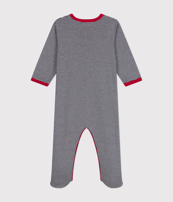 Pijama de bebé de manga larga de algodón azul SMOKING/blanco MARSHMALLOW