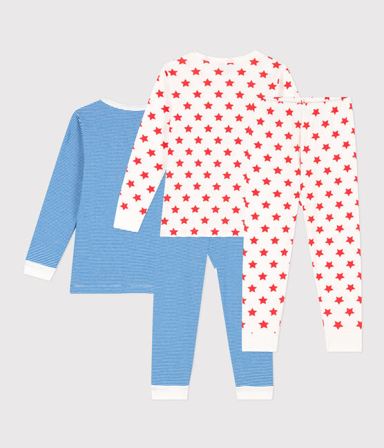 Juego de 2 pijamas de algodón con estrellas y rayas para niño/niña variante 1