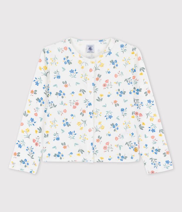 C&aacute;rdigan estampado de algod&oacute;n de ni&ntilde;a blanco/multicolor