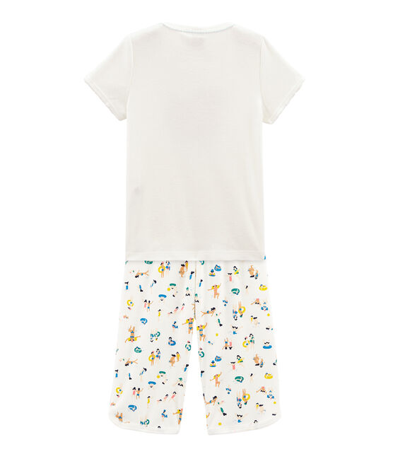 Pijama corto de punto para niña blanco MARSHMALLOW/blanco MULTICO