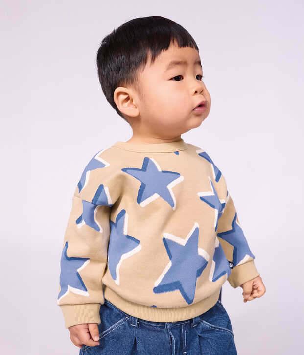 Sudadera de algod&oacute;n con estampado de corazones para beb&eacute; beige/multicolor