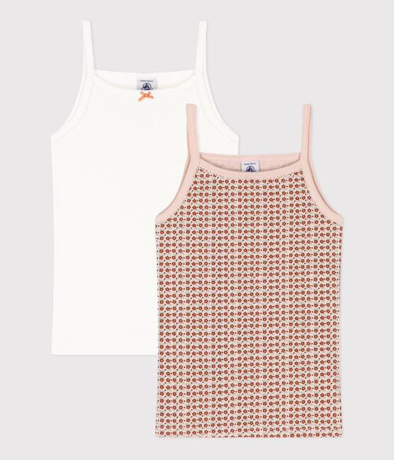 Juego de 2 camisetas de tirantes de algodón con flor para niña variante 1