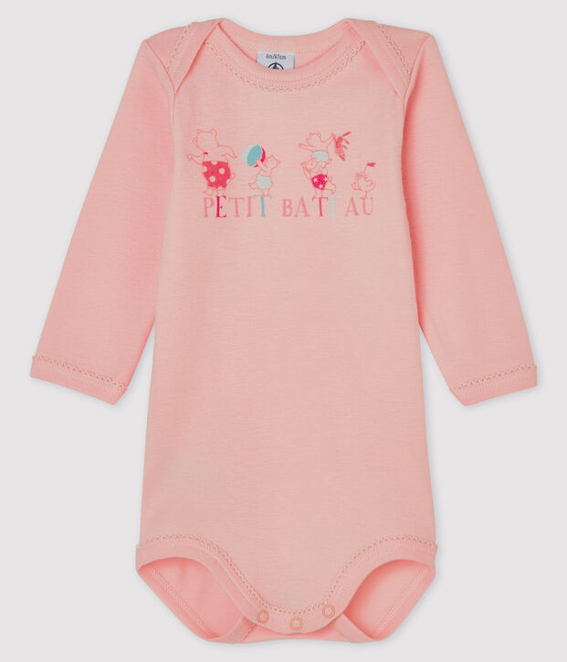 Bodi de manga larga para beb&eacute; ni&ntilde;a rosa