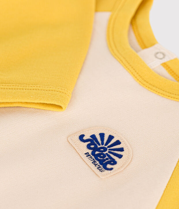 Sudadera de mulet&oacute;n ligero para beb&eacute; crudo/amarillo