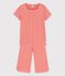 Pijama de manga corta de niña de algodón orgánico rosa PAPAYE/ MARSHMALLOW