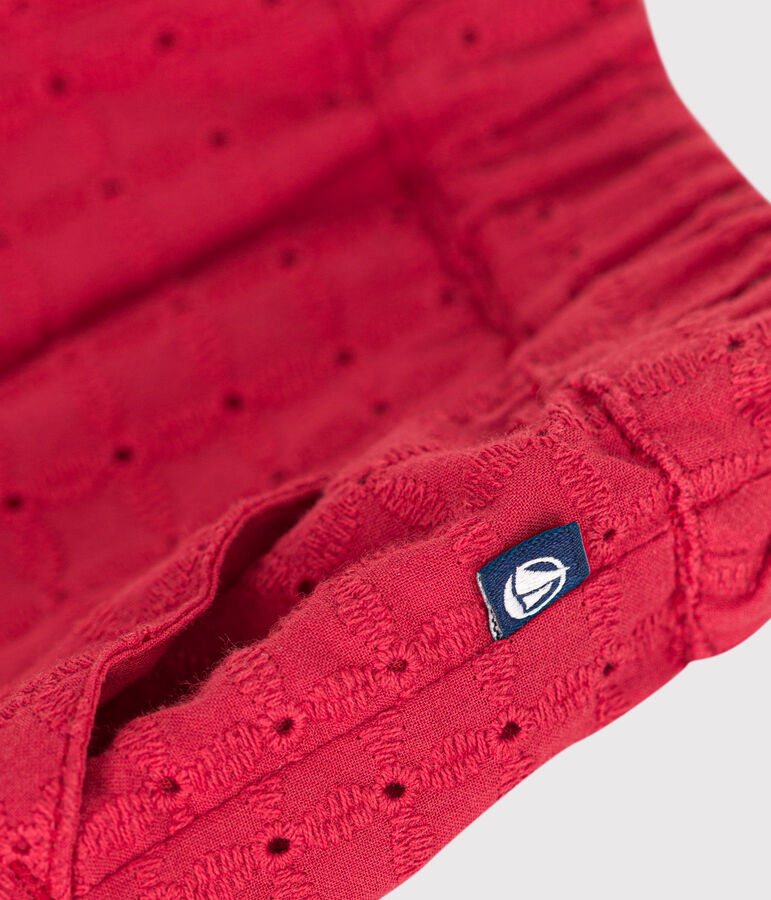 Shorts de popelina con bordado ingl&eacute;s para beb&eacute; rojo