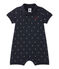 Pelele corto de bebé niño estampado con cuello tipo polo azul SMOKING/blanco FETA