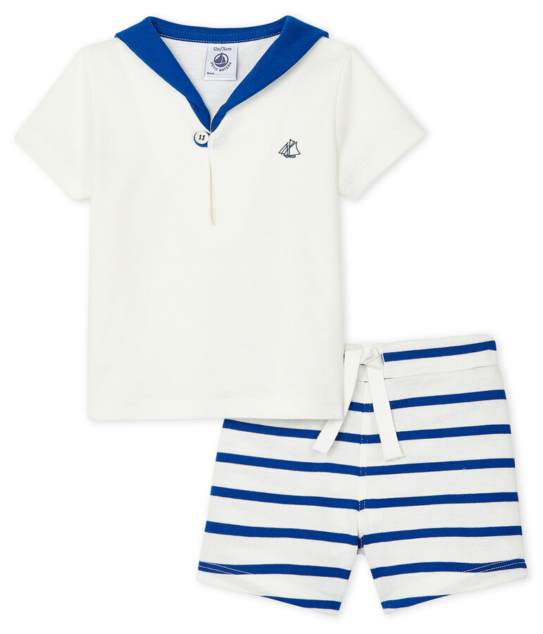 Conjunto de dos piezas para beb&eacute; ni&ntilde;o blanco/azul