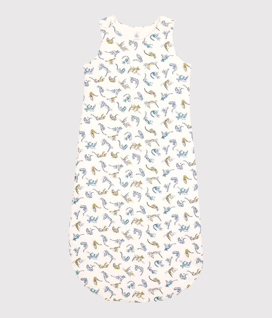 Saco de bebé con estampado de panteras de algodón orgánico blanco MARSHMALLOW/blanco MULTICO