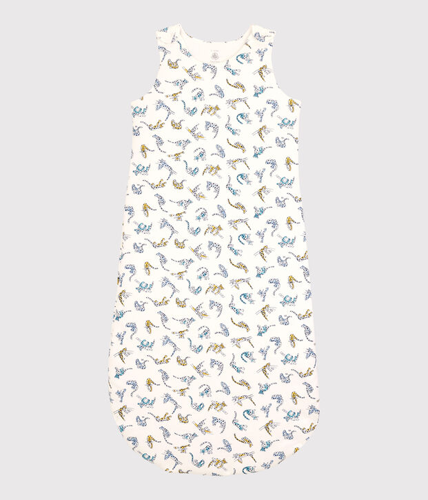 Saco de beb&eacute; con estampado de panteras de algod&oacute;n org&aacute;nico blanco/multicolor