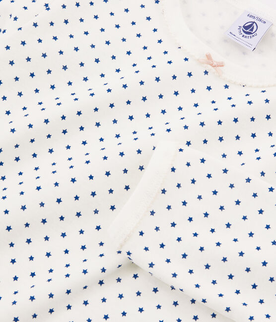 Pijama de punto para niña blanco MARSHMALLOW/azul MAJOR CN
