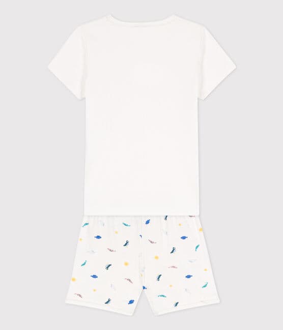 Pijama corto de algodón con animales marinos para niña blanco MARSHMALLOW/blanco MULTICO