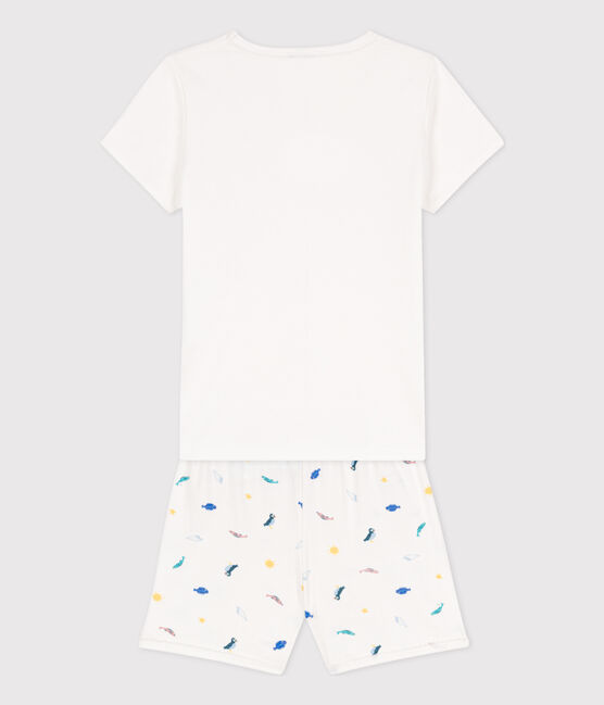 Pijama corto de algodón con animales marinos para niña blanco MARSHMALLOW/blanco MULTICO