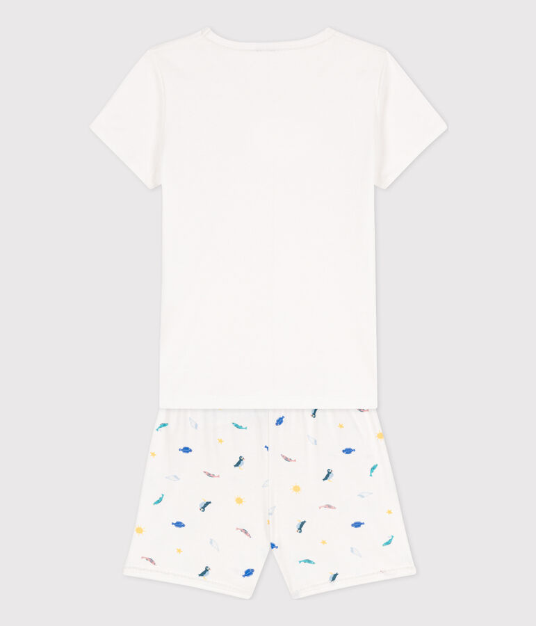 Pijama corto de algod&oacute;n con animales marinos para ni&ntilde;a blanco/multicolor