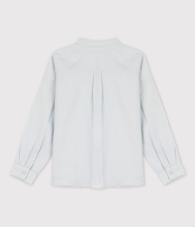Camisa de lino de manga larga para ni&ntilde;o azul