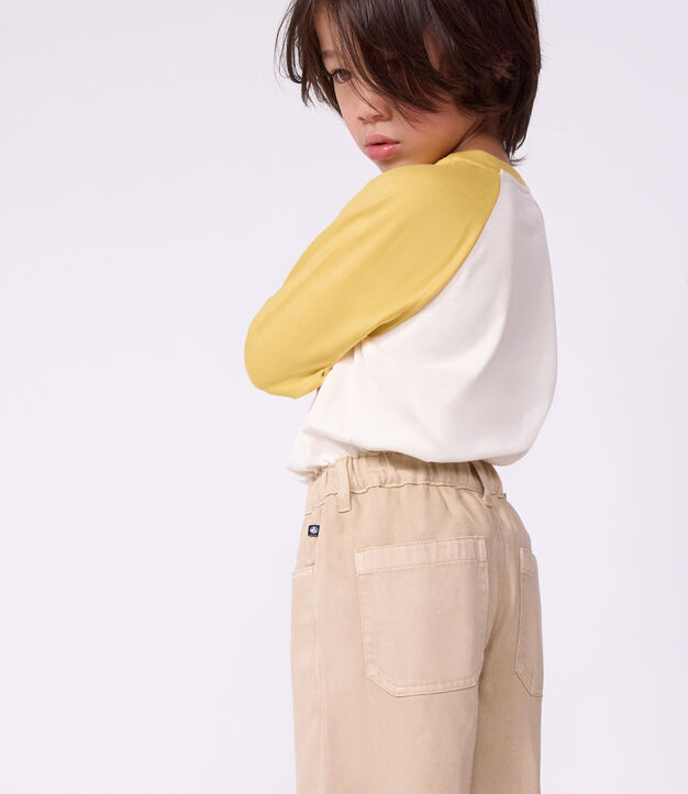 Pantal&oacute;n denim infantil con 5 bolsillos beige
