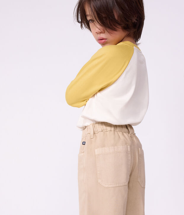 Pantal&oacute;n denim infantil con 5 bolsillos beige