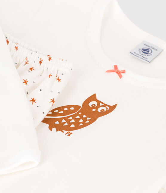 Pijama de algodón para niña blanco MARSHMALLOW/blanco MULTICO