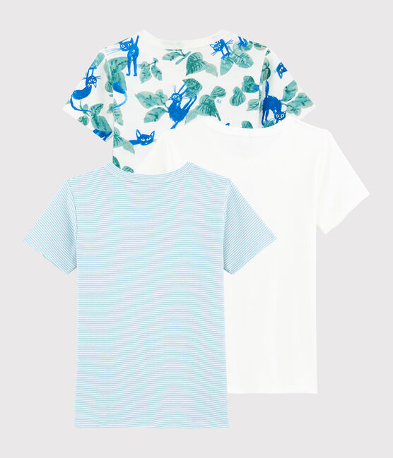 Lote de 3 camisetas de manga corta con gatos de colores de niño variante 1