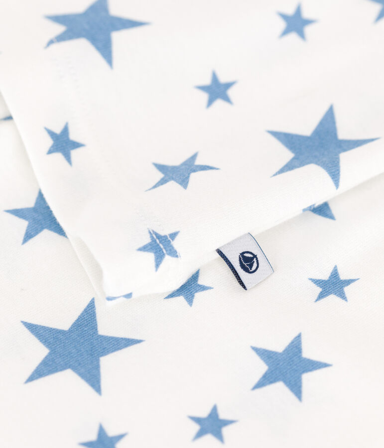 Pijama infantil de algod&oacute;n con estampado de estrellas blanco/azul