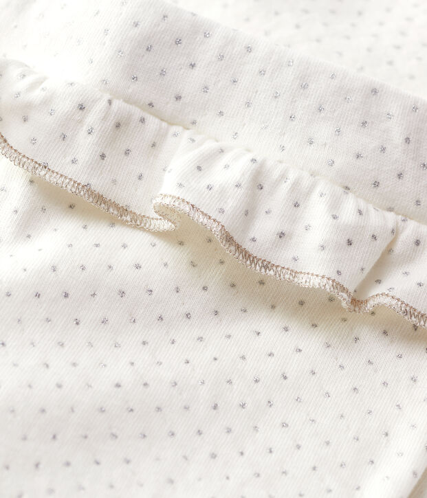 Leggings de algod&oacute;n de beb&eacute;. blanco/gris