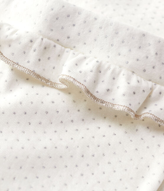 Leggings de algodón de bebé. blanco MARSHMALLOW/gris ARGENT