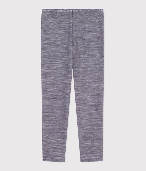 Leggings infantiles de lana y algod&oacute;n a rayas azul/blanco