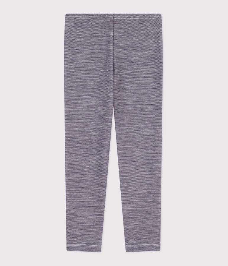 Leggings infantiles de lana y algod&oacute;n a rayas azul/blanco
