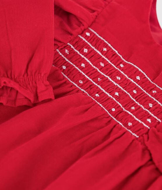 Mono corto de pana con frunces y volantes para bebé rojo TERKUIT